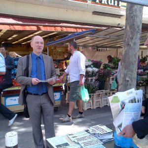 Denis Baupin sur le marché Brune